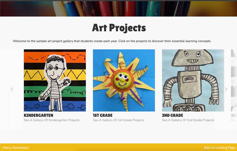 Image carousel from marcy elementary art classroom page